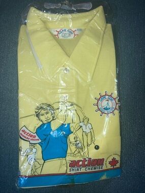 Vintage mens Yellow Action Polo Shirt